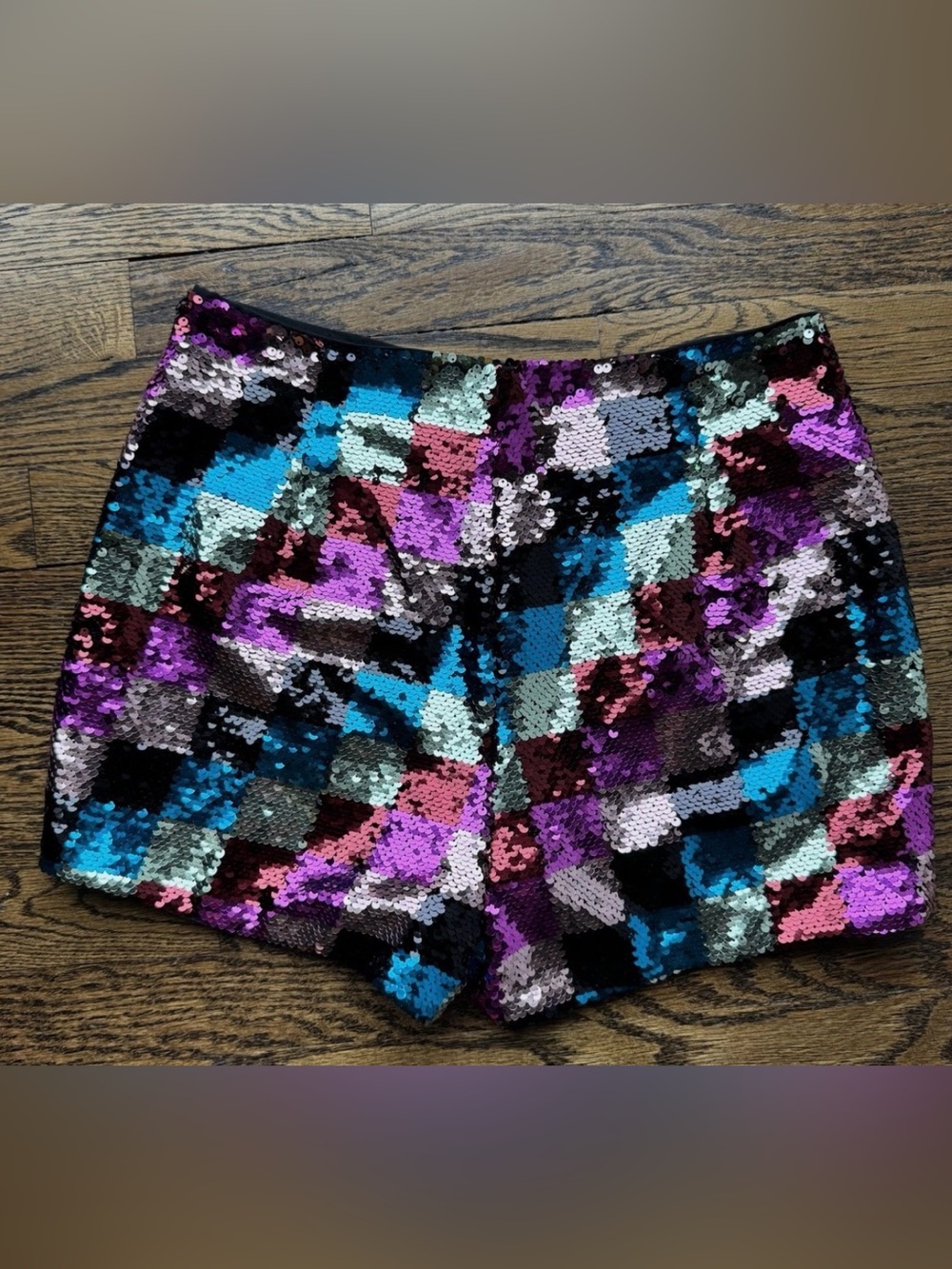 Nasty Gal Multicolor Sequin High Waist Shorts - Picture 2 of 3